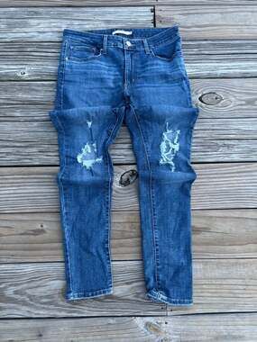 LEVI'S 721 high rise as distressed Skinny denim jeans size 24W24 L30Rise